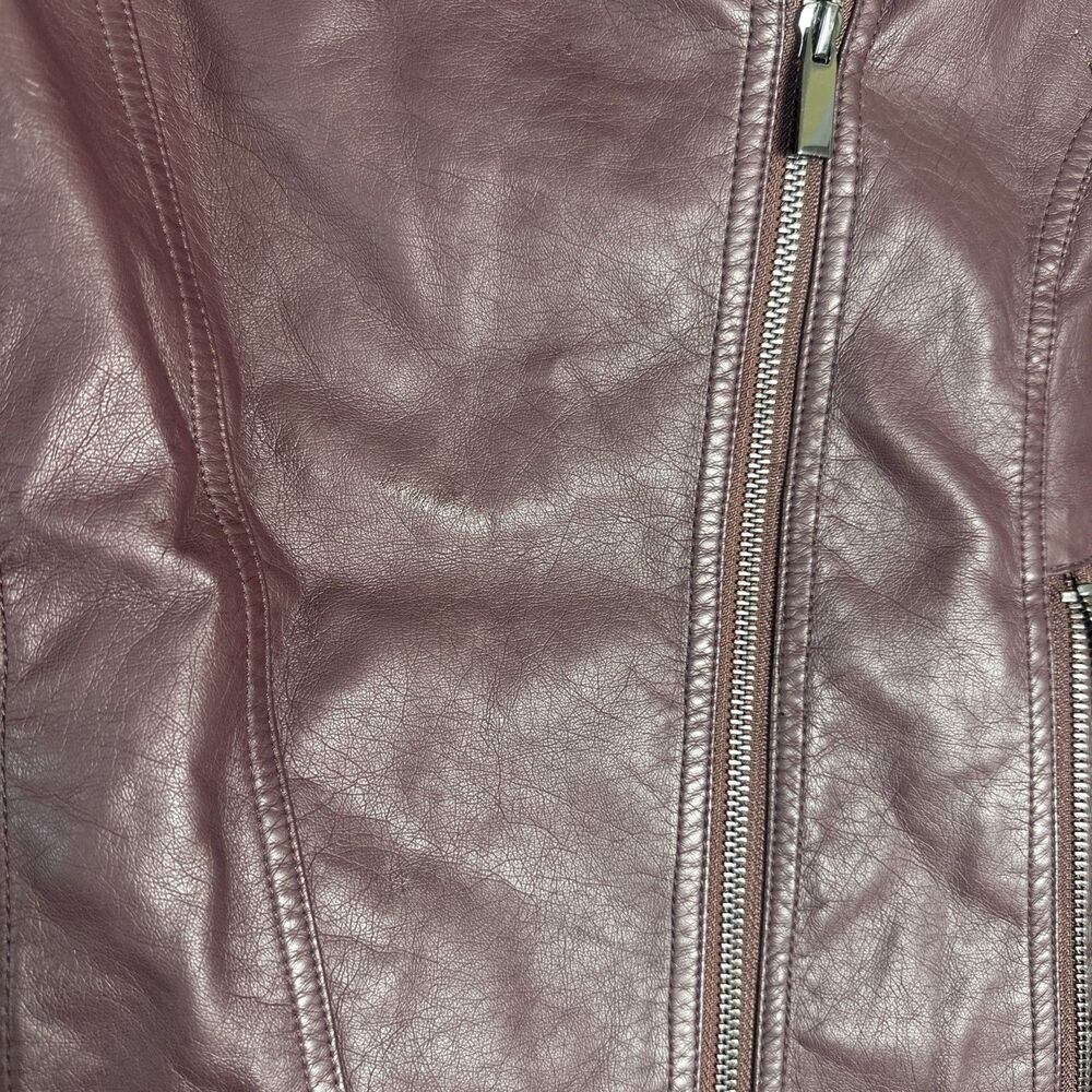 Edgy Women’s Purple Long Sleeve Faux Leather Motorcycle Jacket Sz M - Picture 8 of 13